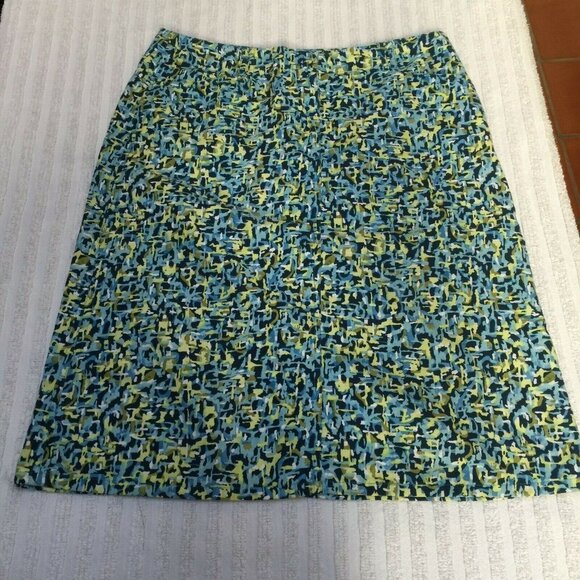 Talbots Womens Pencil Skirt Size 12 Multicolor Cotton Above Knee Length Pockets - Picture 1 of 7
